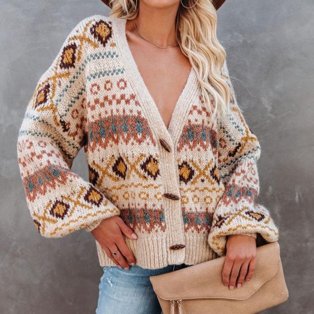 Button Front Cottage Cardigan Sweater - Picture 3 of 8